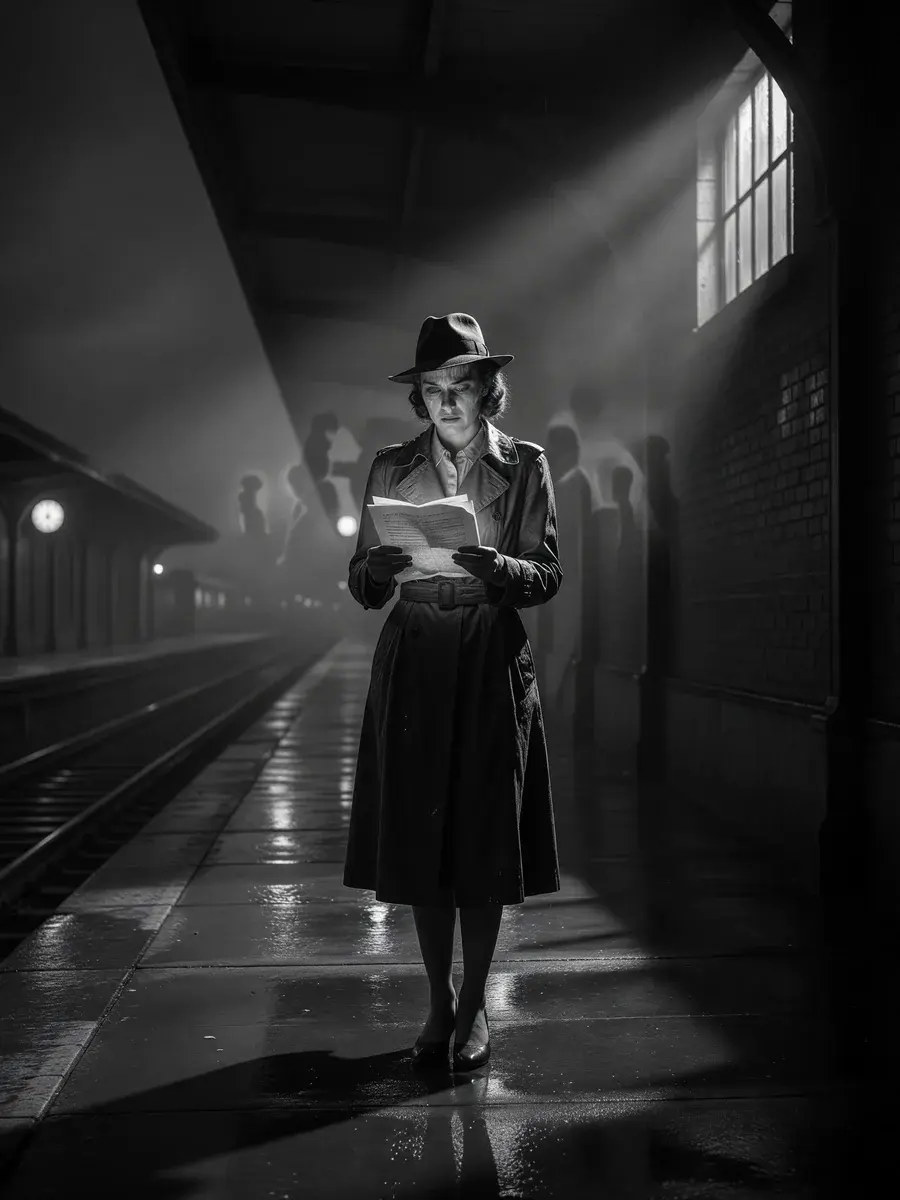 Noir frame generated by MovieArchitect for the sample film workflow
